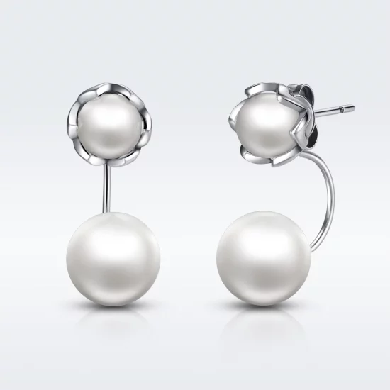 (image pour) Clous d'Oreilles Style PANDORA perle - SCE002