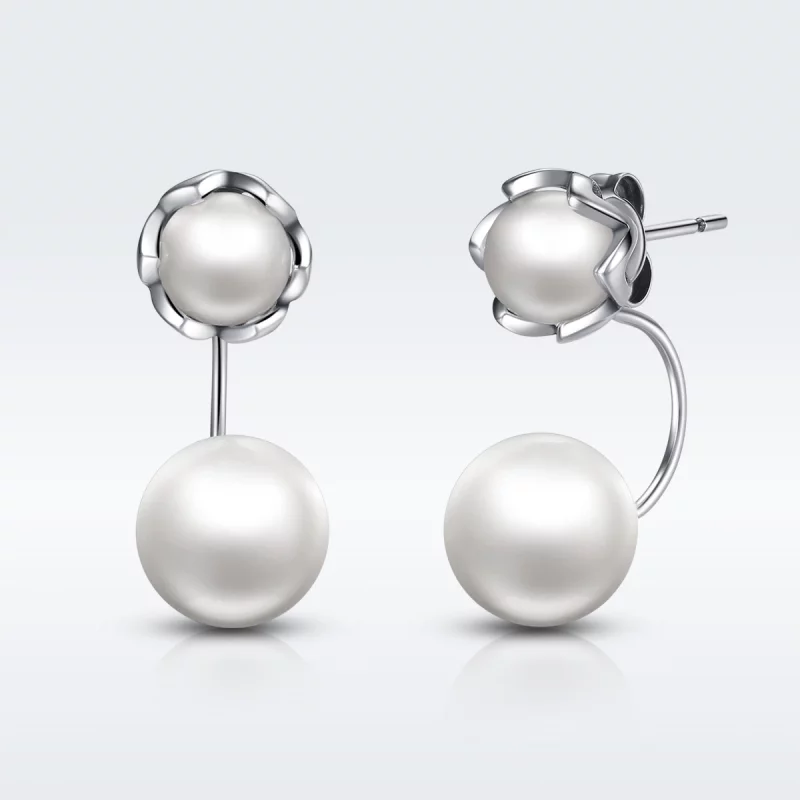 (image pour) Clous d'Oreilles Style PANDORA perle - SCE002