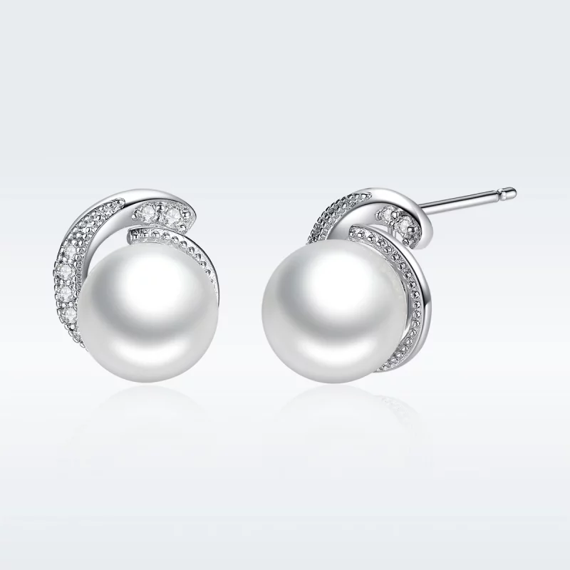(image pour) Clous d'Oreilles Style PANDORA perle - SCE021 - Afficher 2