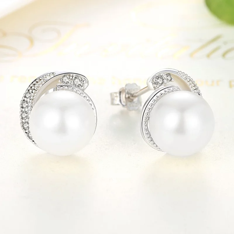 (image pour) Clous d'Oreilles Style PANDORA perle - SCE021 - Afficher 3