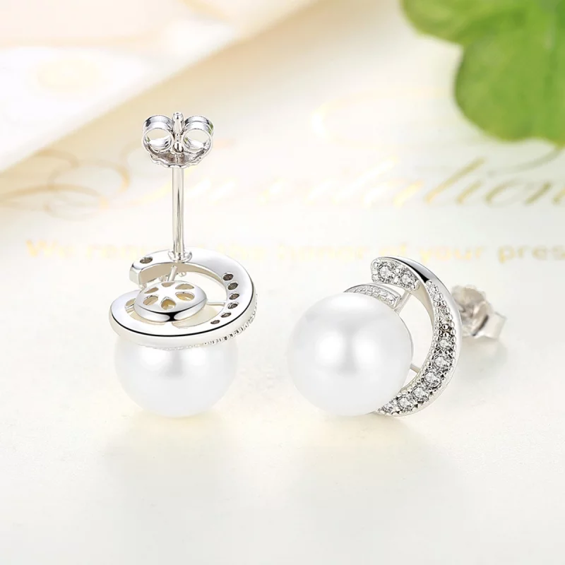(image pour) Clous d'Oreilles Style PANDORA perle - SCE021 - Afficher 4