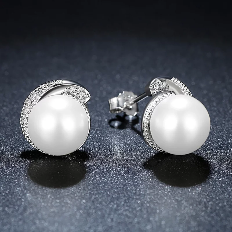 (image pour) Clous d'Oreilles Style PANDORA perle - SCE021 - Afficher 5