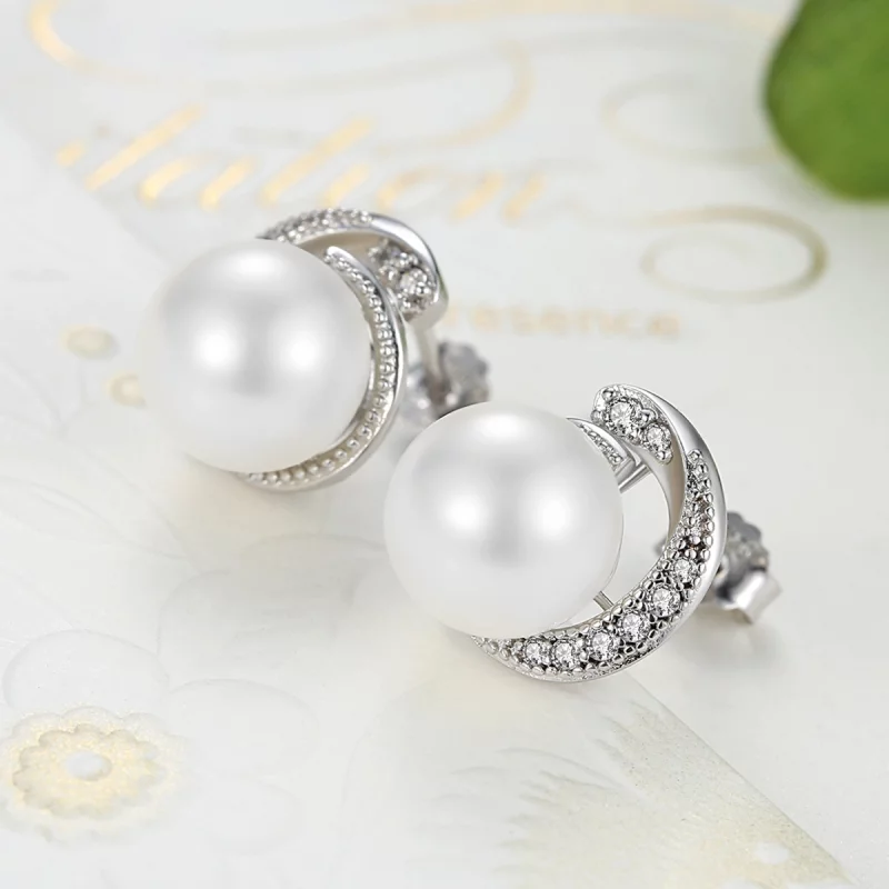 (image pour) Clous d'Oreilles Style PANDORA perle - SCE021 - Afficher 6