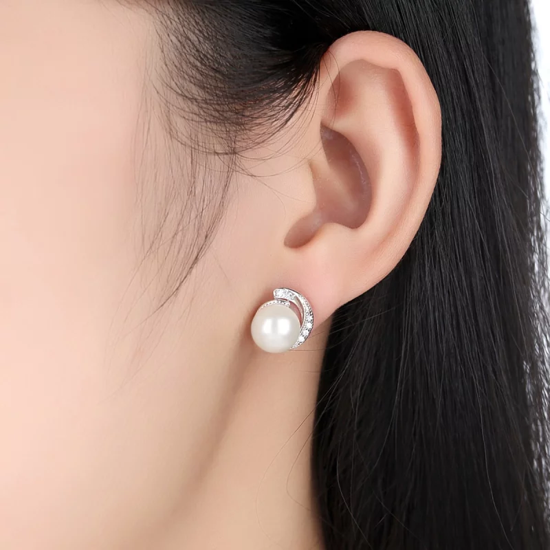 (image pour) Clous d'Oreilles Style PANDORA perle - SCE021 - Afficher 7