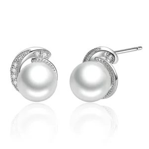 (image pour) Clous d'Oreilles Style PANDORA perle - SCE021