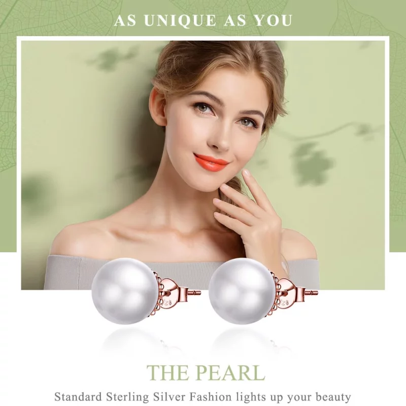 (image pour) Clous d'Oreilles Style PANDORA perle - SCE609 - Afficher 2
