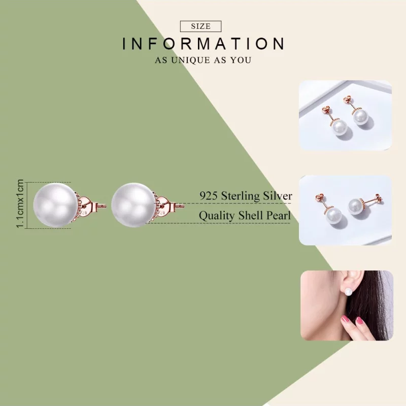 (image pour) Clous d'Oreilles Style PANDORA perle - SCE609 - Afficher 3