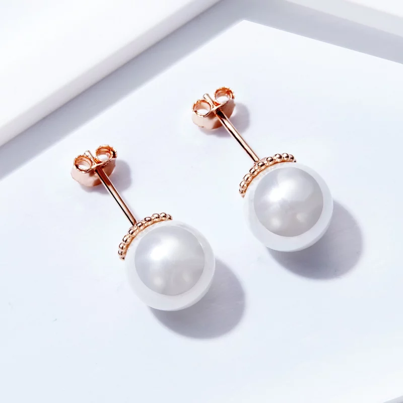 (image pour) Clous d'Oreilles Style PANDORA perle - SCE609 - Afficher 4