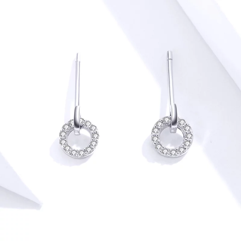 (image pour) Clous d'Oreilles Style PANDORA Petit cercle - SCE767 - Afficher 2