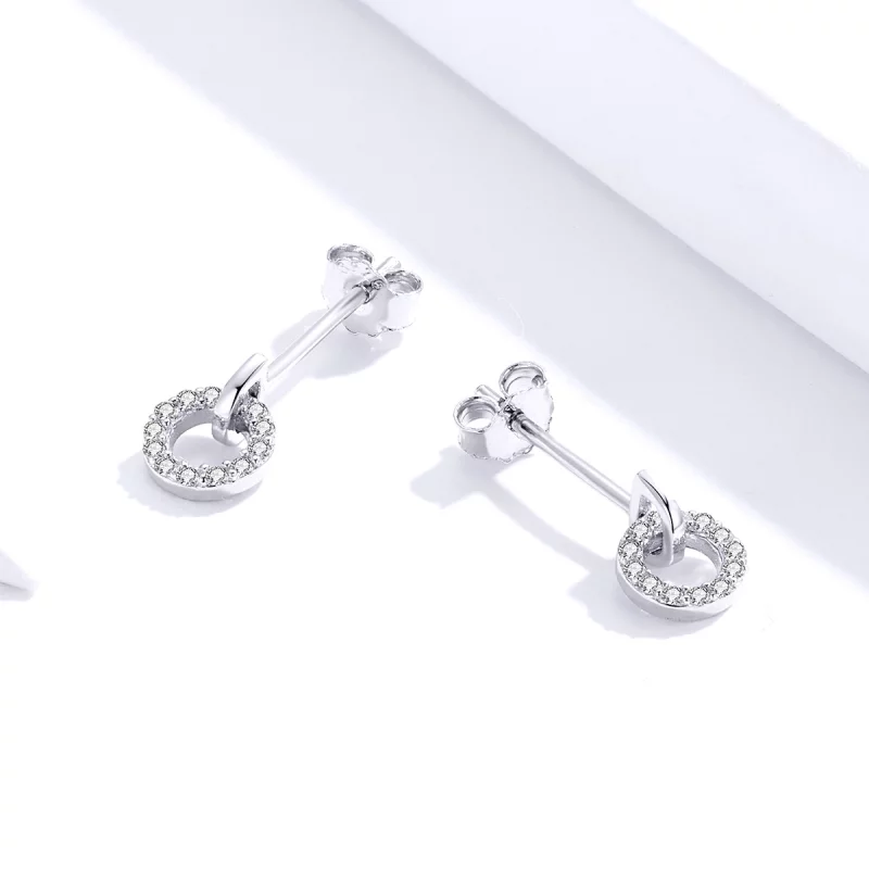 (image pour) Clous d'Oreilles Style PANDORA Petit cercle - SCE767 - Afficher 3