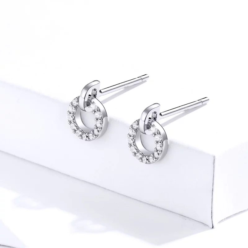 (image pour) Clous d'Oreilles Style PANDORA Petit cercle - SCE767 - Afficher 4