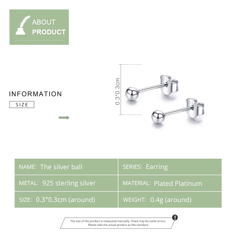 (image pour) Clous d'Oreilles Style PANDORA Petite balle - SCE581 - Afficher 8
