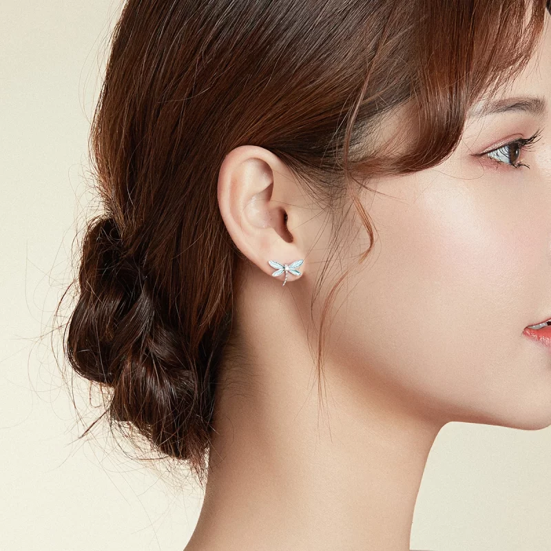 (image pour) Clous d'Oreilles Style PANDORA Petite libellule - BSE455 - Afficher 7