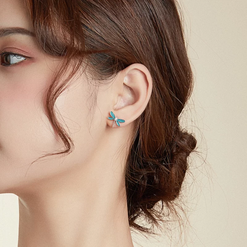 (image pour) Clous d'Oreilles Style PANDORA Petite libellule - BSE455 - Afficher 8