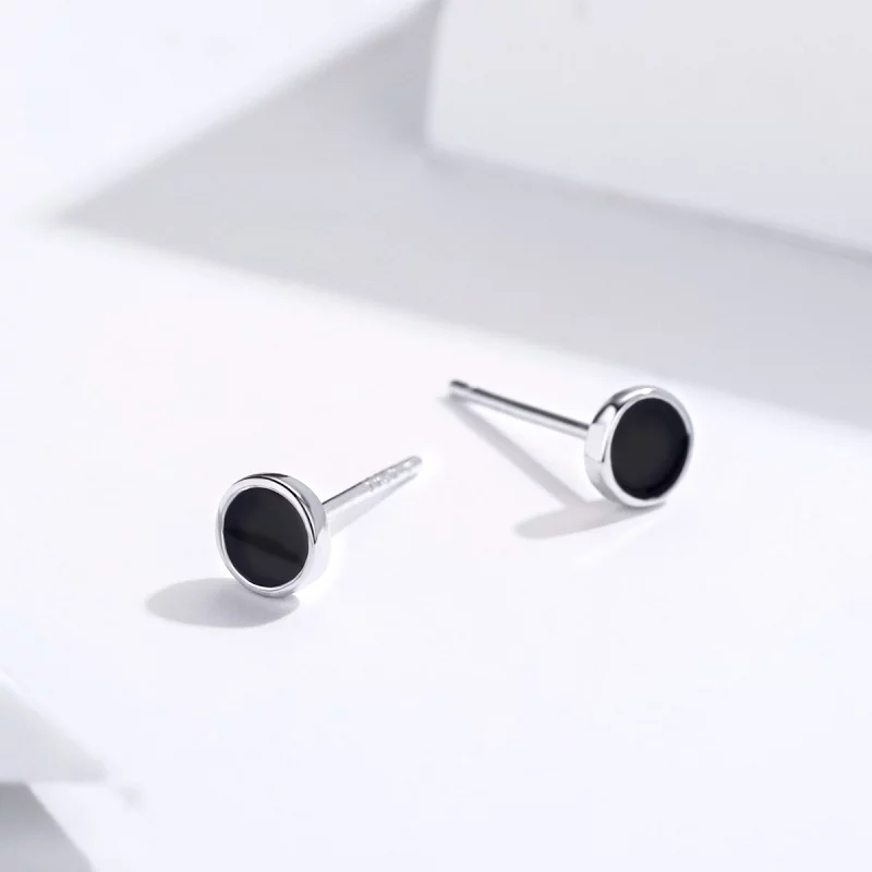 (image pour) Clous d'Oreilles Style PANDORA Petite pièce ronde - SCE694 - Afficher 3
