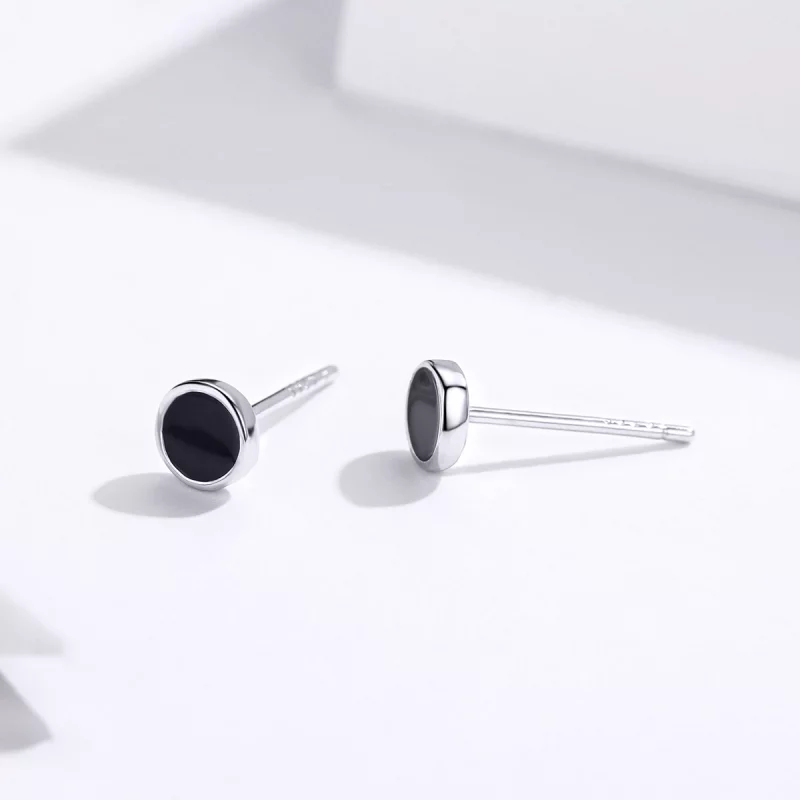 (image pour) Clous d'Oreilles Style PANDORA Petite pièce ronde - SCE694 - Afficher 4