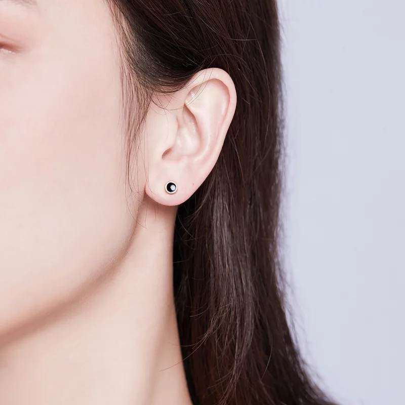 (image pour) Clous d'Oreilles Style PANDORA Petite pièce ronde - SCE694 - Afficher 5