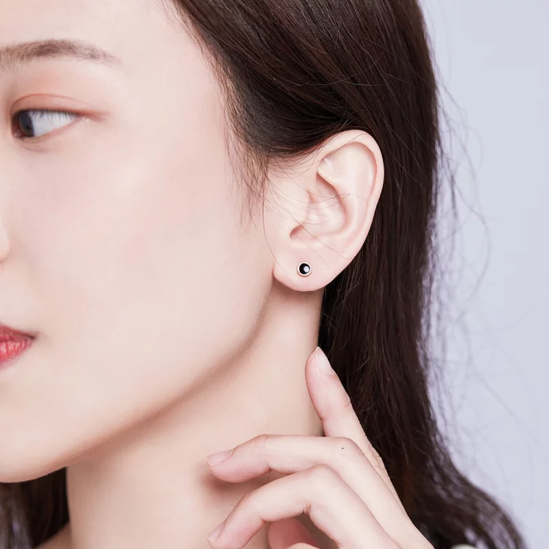 (image pour) Clous d'Oreilles Style PANDORA Petite pièce ronde - SCE694 - Afficher 6