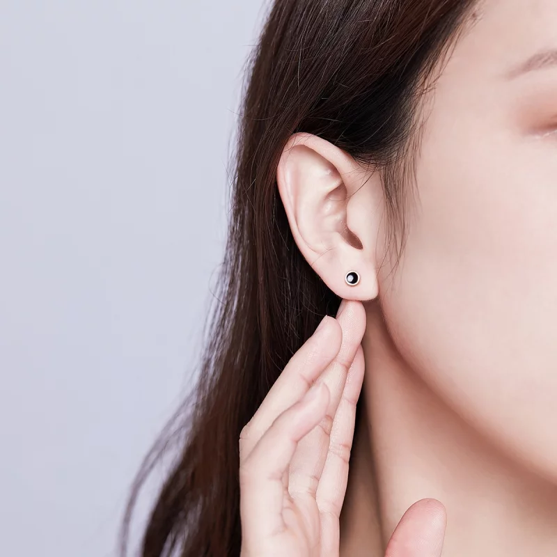 (image pour) Clous d'Oreilles Style PANDORA Petite pièce ronde - SCE694 - Afficher 7