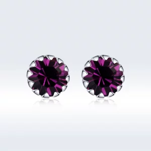 Clous d'Oreilles Style PANDORA Pierre de naissance février - SCE862-2 (image pour) Clous d'Oreilles Style PANDORA Pierre de naissance février - SCE862-2