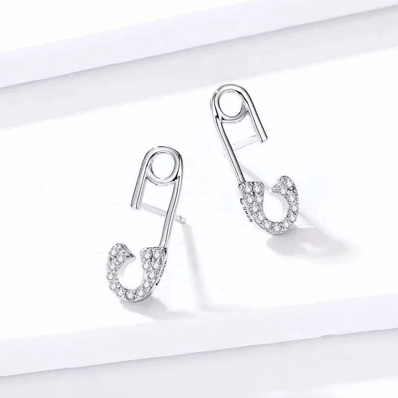 (image pour) Clous d'Oreilles Style PANDORA Épingle à nourrice d'amour - BSE284 - Afficher 2