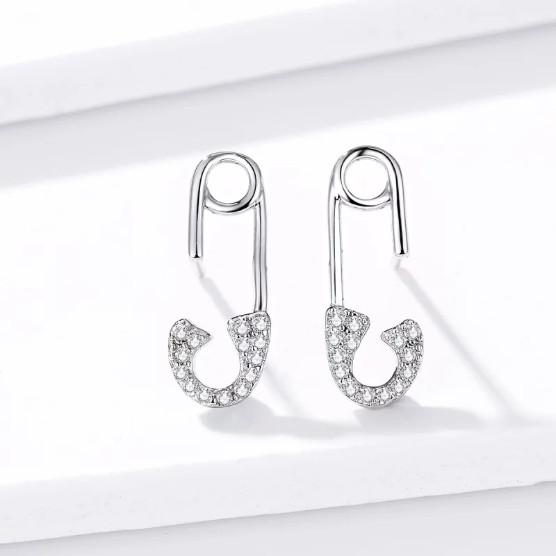 (image pour) Clous d'Oreilles Style PANDORA Épingle à nourrice d'amour - BSE284 - Afficher 5