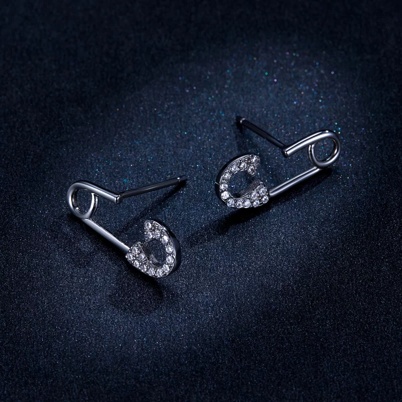 (image pour) Clous d'Oreilles Style PANDORA Épingle à nourrice d'amour - BSE284 - Afficher 6