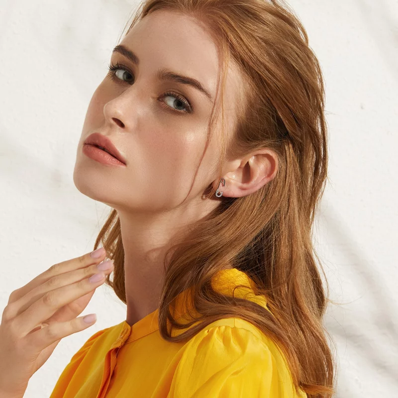 (image pour) Clous d'Oreilles Style PANDORA Épingle à nourrice d'amour - BSE284 - Afficher 7