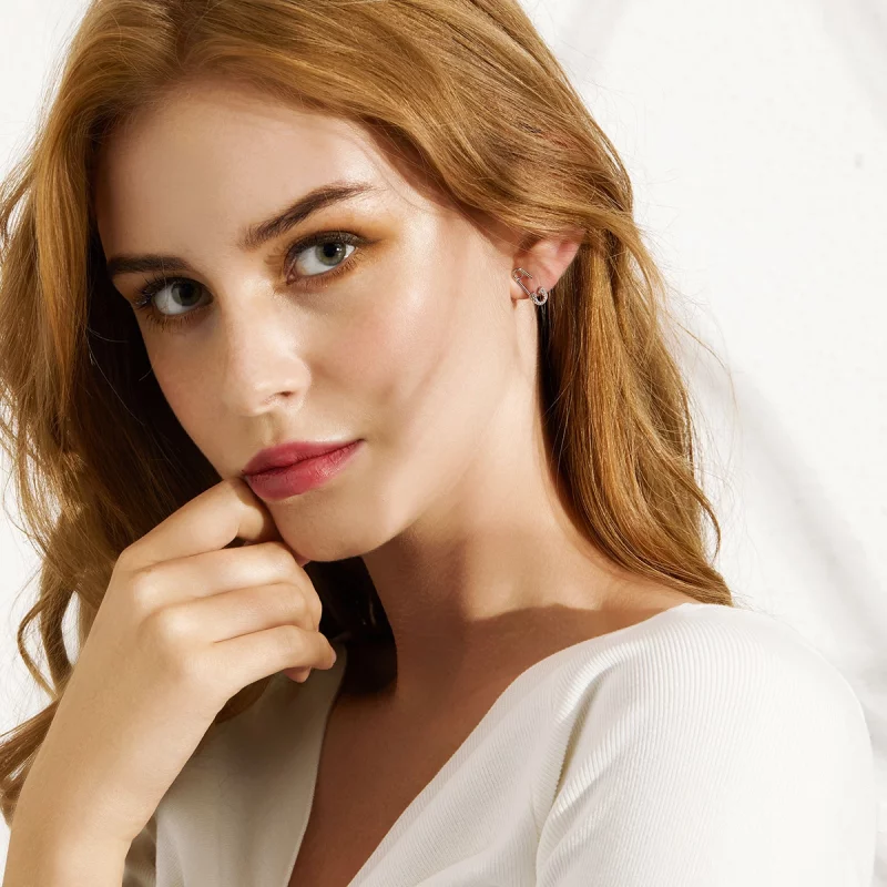 (image pour) Clous d'Oreilles Style PANDORA Épingle à nourrice d'amour - BSE284 - Afficher 11