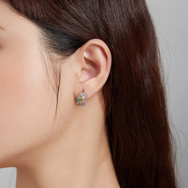 (image pour) Clous d'Oreilles Style PANDORA plumes de style - SCE1128 - Afficher 5