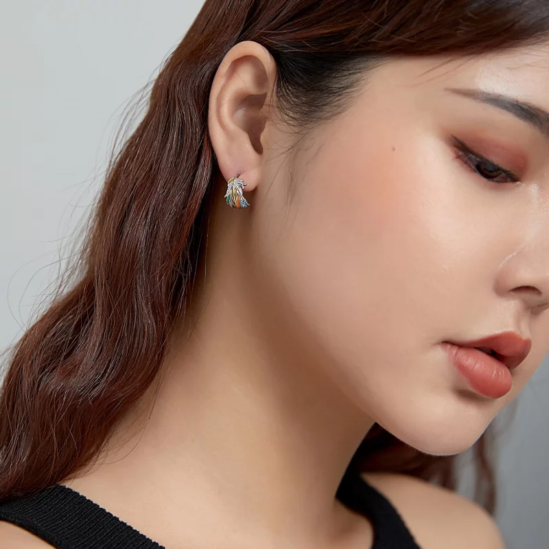 (image pour) Clous d'Oreilles Style PANDORA plumes de style - SCE1128 - Afficher 7