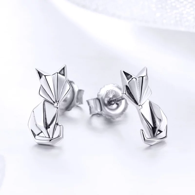 (image pour) Clous d'Oreilles Style PANDORA Renard Origami - SCE526 - Afficher 4