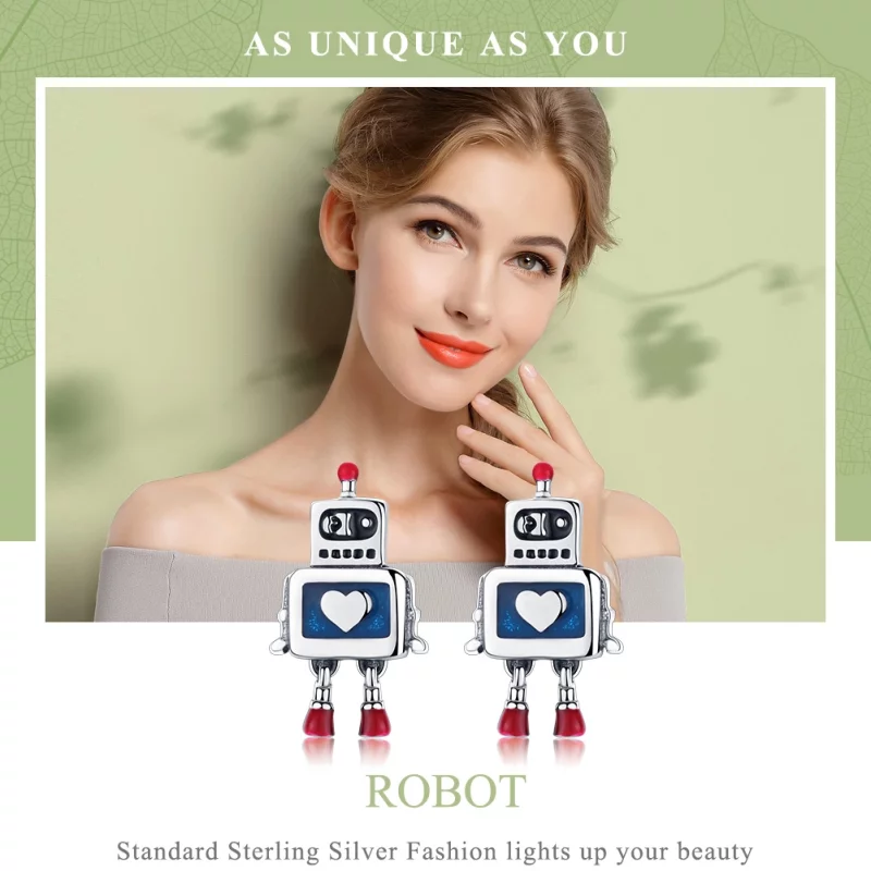 (image pour) Clous d'Oreilles Style PANDORA Robot - SCE477 - Afficher 2