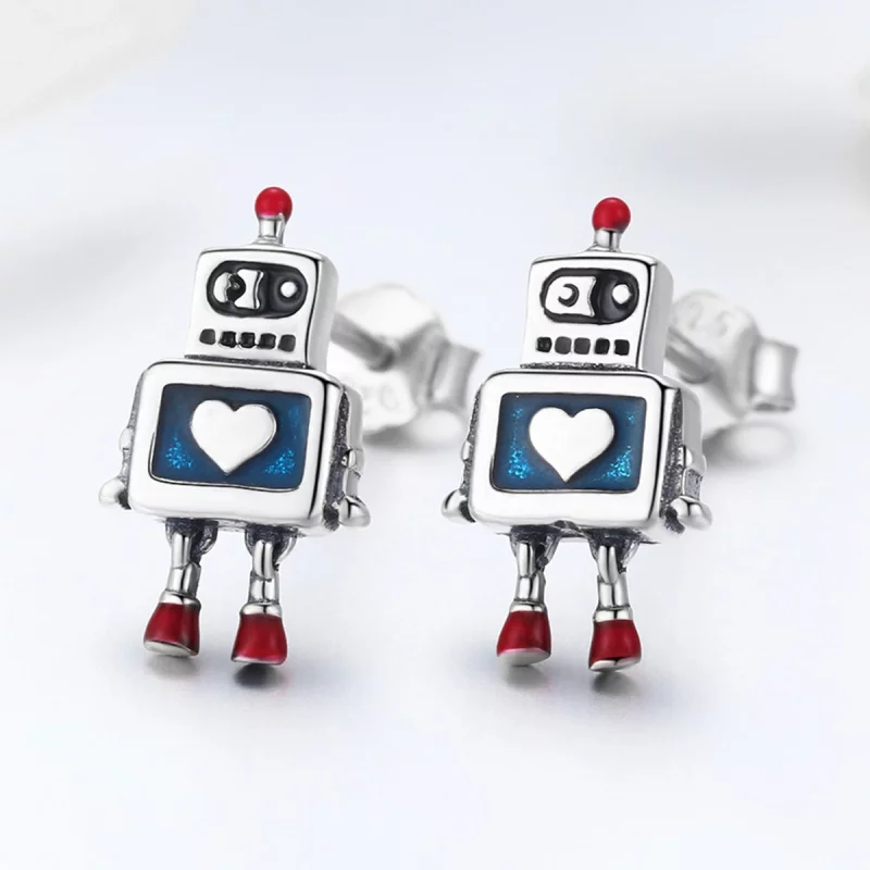 (image pour) Clous d'Oreilles Style PANDORA Robot - SCE477 - Afficher 4