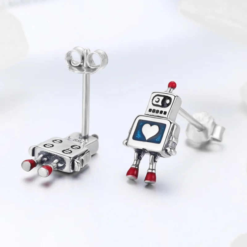 (image pour) Clous d'Oreilles Style PANDORA Robot - SCE477 - Afficher 5