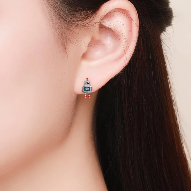 (image pour) Clous d'Oreilles Style PANDORA Robot - SCE477 - Afficher 6