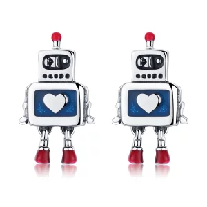 (image pour) Clous d'Oreilles Style PANDORA Robot - SCE477