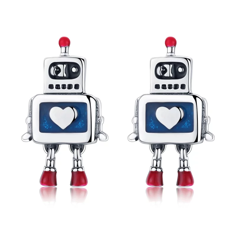 (image pour) Clous d'Oreilles Style PANDORA Robot - SCE477