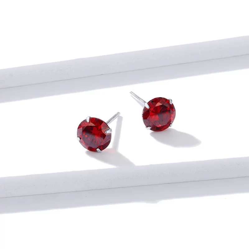 (image pour) Clous d'Oreilles Style PANDORA rubis - BSE166-RD - Afficher 2