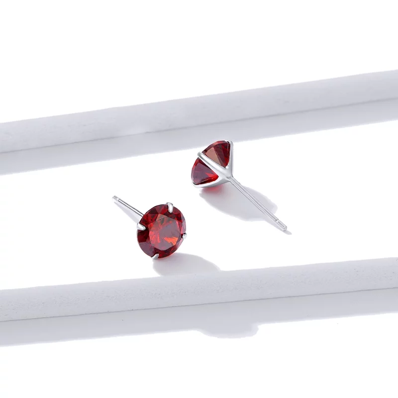 (image pour) Clous d'Oreilles Style PANDORA rubis - BSE166-RD - Afficher 3