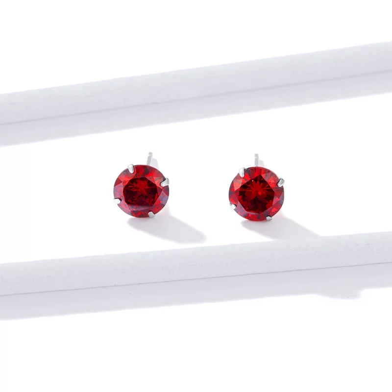 (image pour) Clous d'Oreilles Style PANDORA rubis - BSE166-RD - Afficher 4