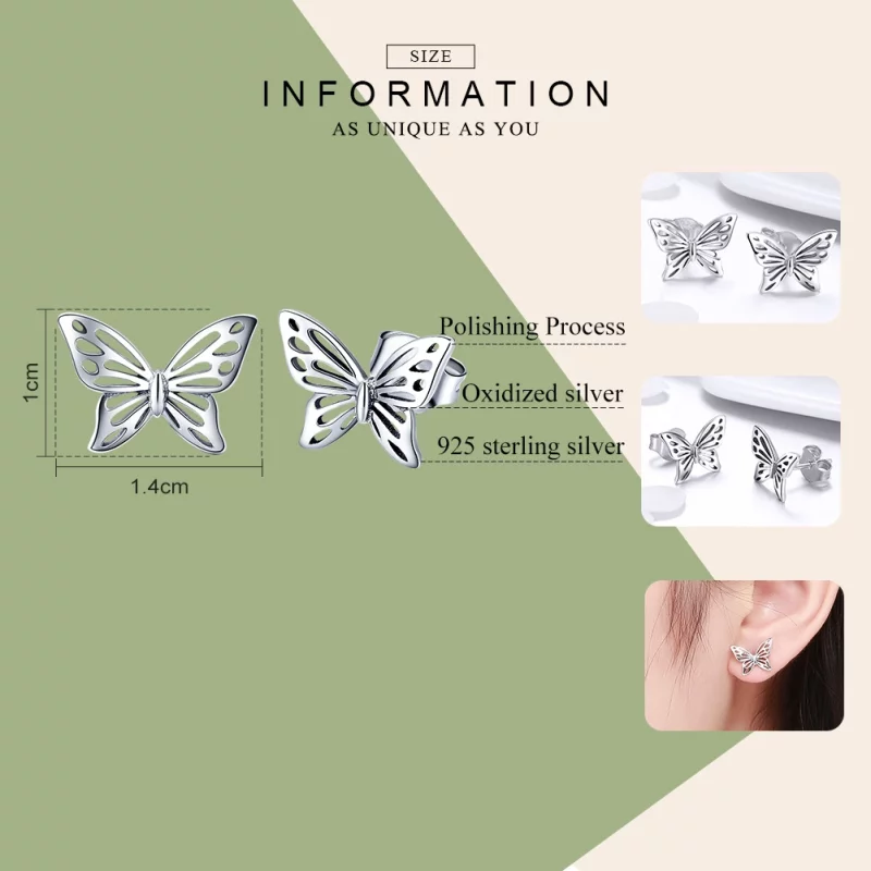 (image pour) Clous d'Oreilles Style PANDORA Rêve de papillon - SCE452 - Afficher 3