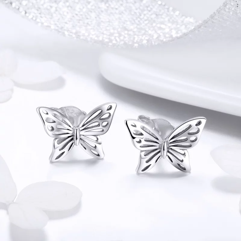(image pour) Clous d'Oreilles Style PANDORA Rêve de papillon - SCE452 - Afficher 4