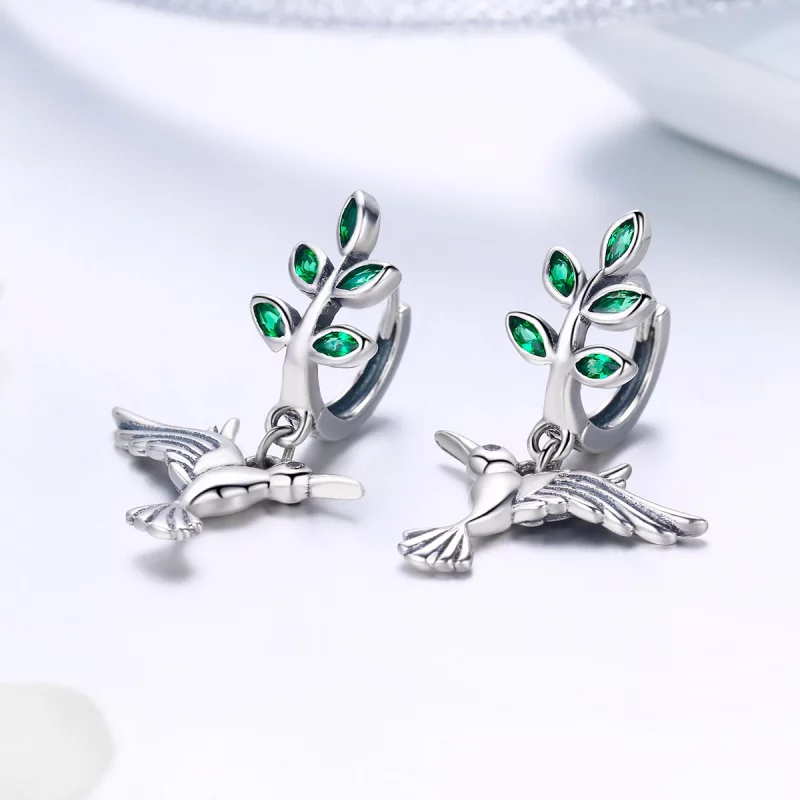 (image pour) Clous d'Oreilles Style PANDORA Salutations des colibris - SCE464 - Afficher 4