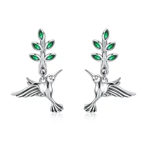 Clous d'Oreilles Style PANDORA Salutations des colibris - SCE464 (image pour) Clous d'Oreilles Style PANDORA Salutations des colibris - SCE464
