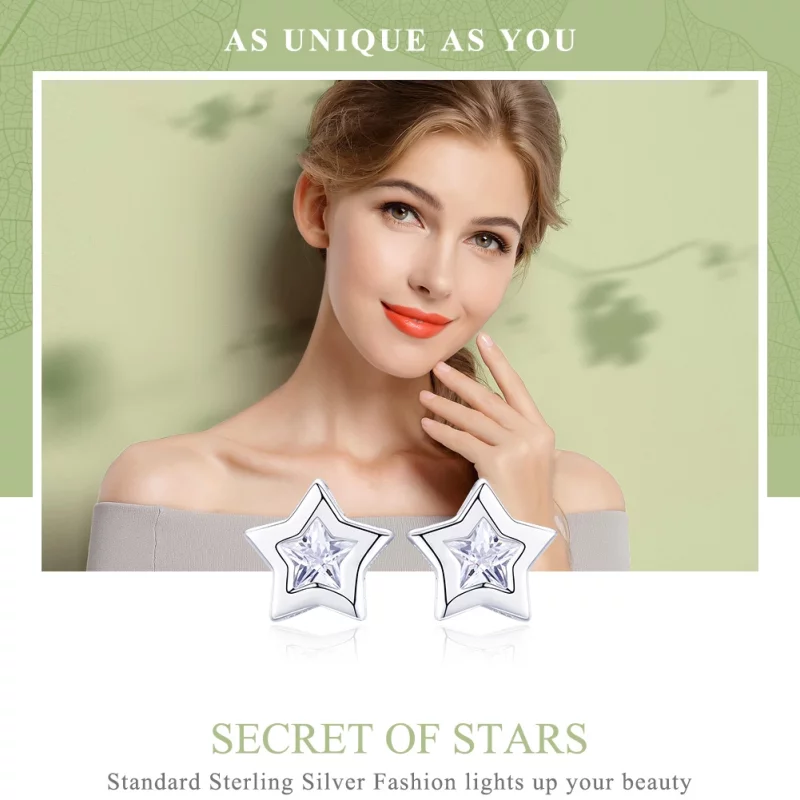 (image pour) Clous d'Oreilles Style PANDORA Secret des étoiles - SCE437 - Afficher 2