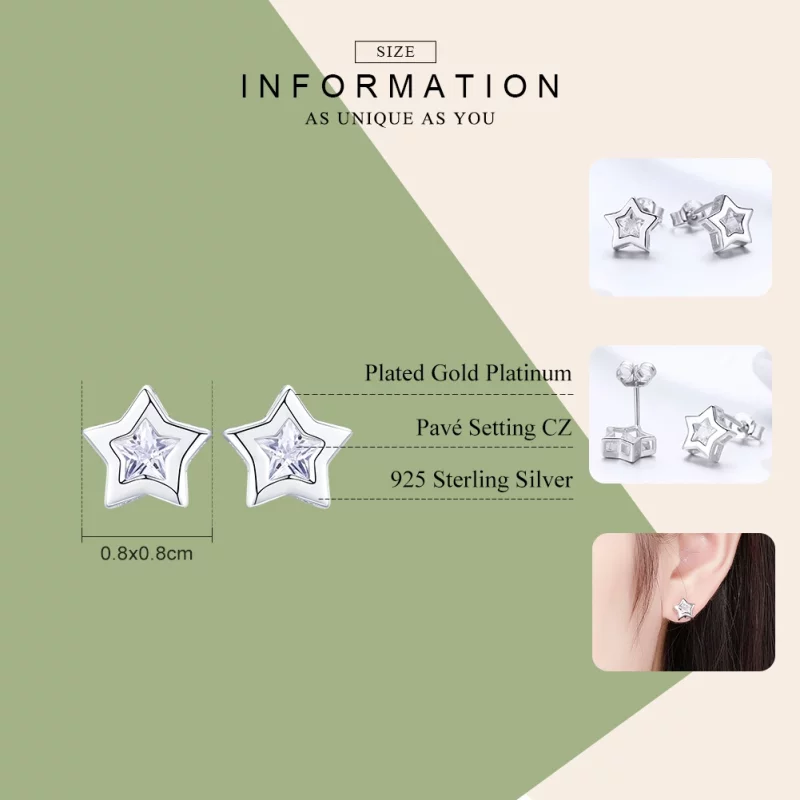 (image pour) Clous d'Oreilles Style PANDORA Secret des étoiles - SCE437 - Afficher 3