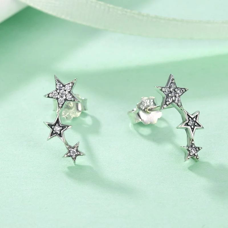(image pour) Clous d'Oreilles Style PANDORA Secrets d'étoiles - SCE175 - Afficher 5