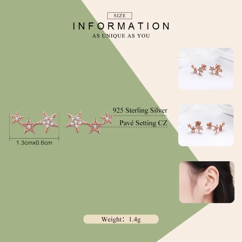 (image pour) Clous d'Oreilles Style PANDORA Secrets d'étoiles - SCE291 - Afficher 2