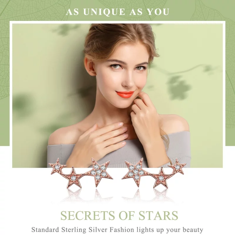(image pour) Clous d'Oreilles Style PANDORA Secrets d'étoiles - SCE291 - Afficher 3
